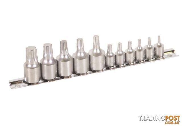 TORXÂ® Socket Set on Rail 11 Piece 1/4" & 3/8" Square Drive On Clip Rail Kincrome K5025