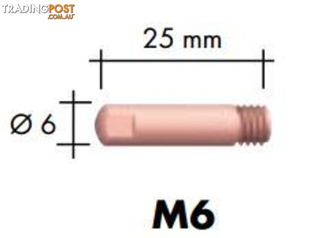 1.2mm Steel M6 6mm 25mm Binzel contact tip Pk:10 P140.0387