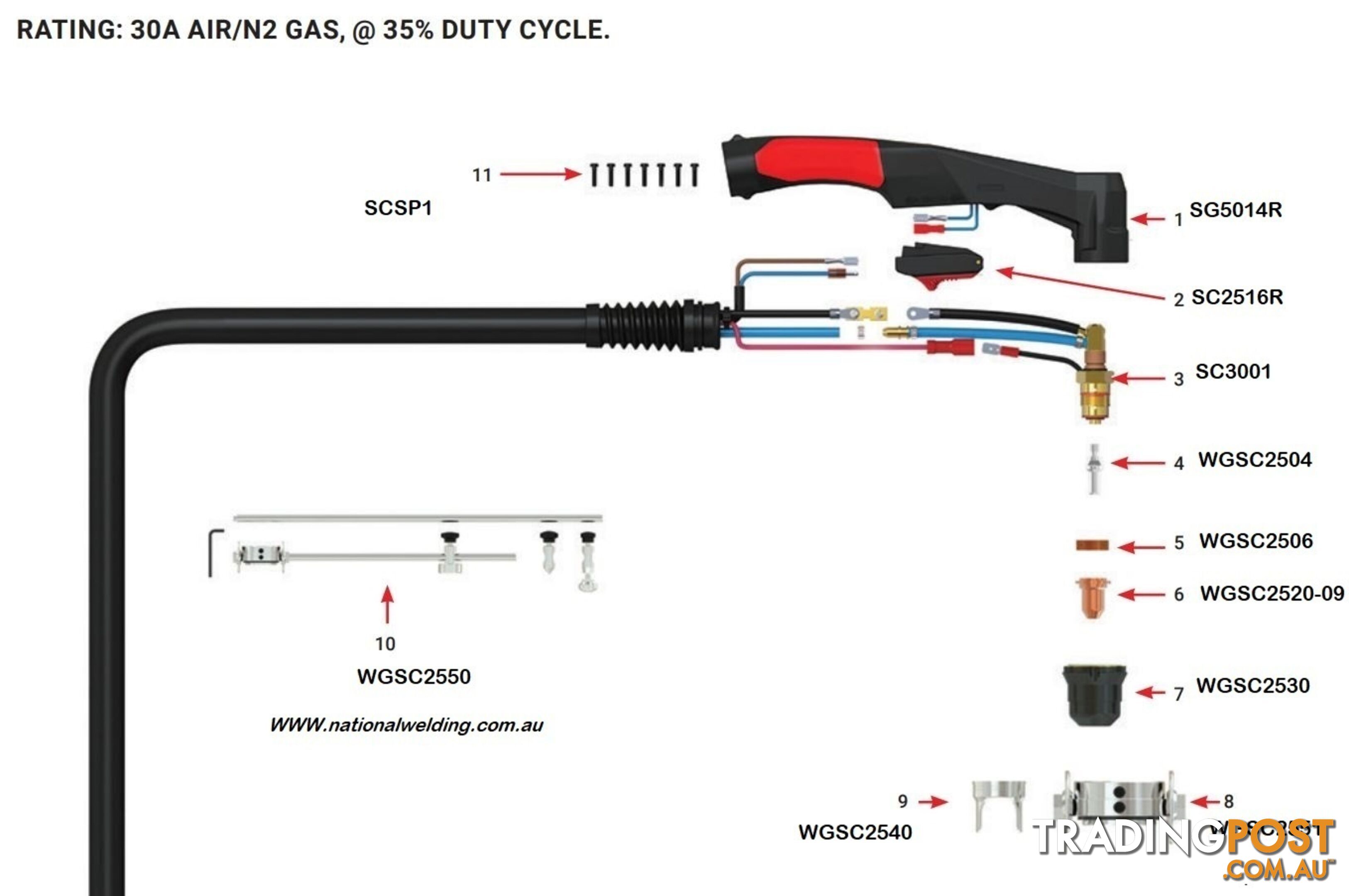 SC30 Standoff Guide For SC30 Plasma Torch Unimig WGSC2540