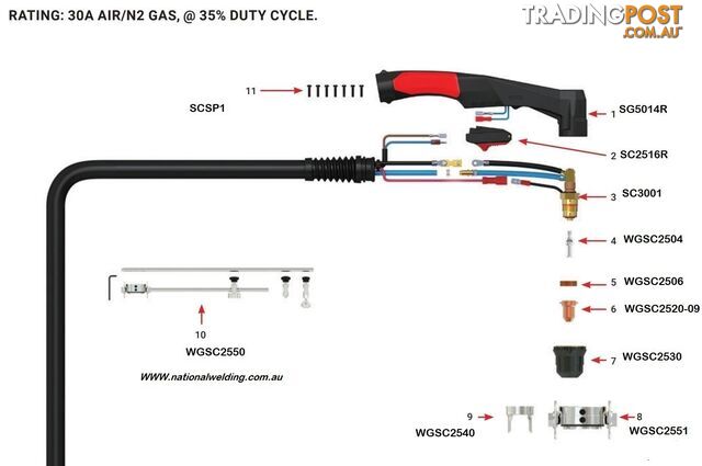 SC30 Standoff Guide For SC30 Plasma Torch Unimig WGSC2540