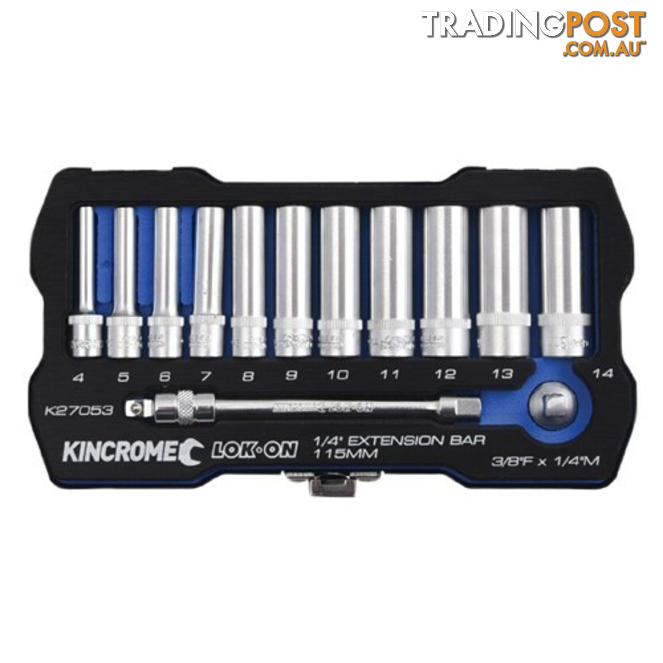 Lok-Onâ¢ Socket & Extension Set 13 Piece 1/4" Drive - Metric Kincrome K27053