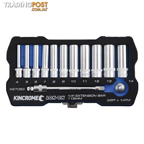 Lok-Onâ¢ Socket & Extension Set 13 Piece 1/4" Drive - Metric Kincrome K27053