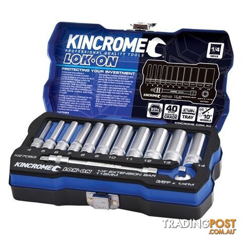 Lok-Onâ¢ Socket & Extension Set 13 Piece 1/4" Drive - Metric Kincrome K27053