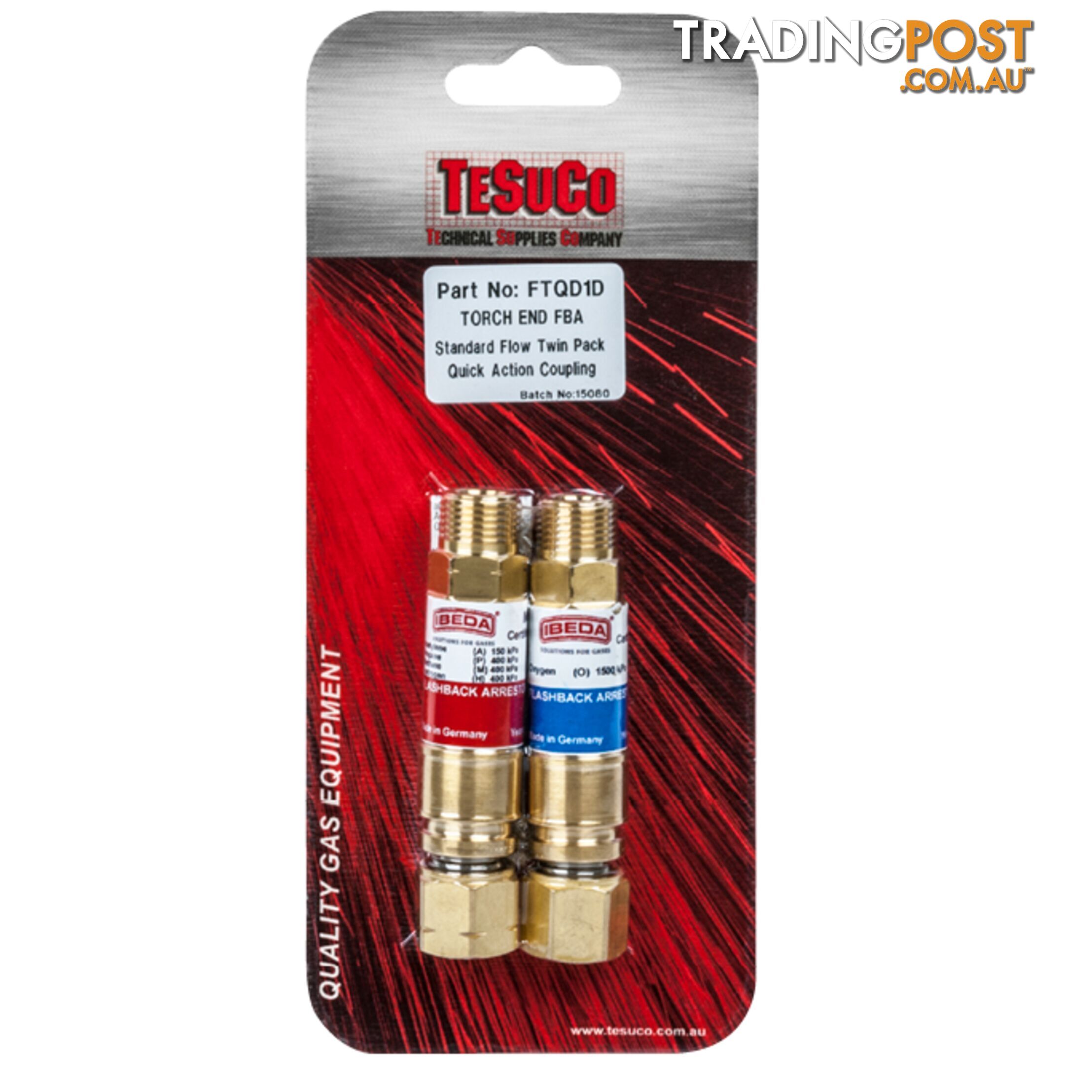 Flashback Arrestor Oxygen/Fuel Std Flow Q/A Coupler Reg End FRQD4D