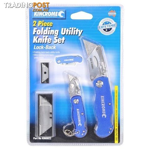 Folding Utility Knife Set 2 Piece Lock Back Kincrome K060022