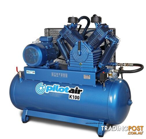 Pilot K100 Reciprocating Air Compressor 415V/ 15 KW/ 500 L Rec./ 1913 L/min FAD...