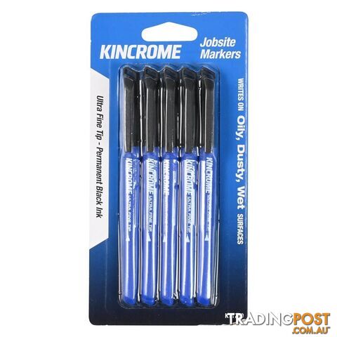 Permanent Marker Ultra Fine Tip Black 5 Pack Kincrome K11780