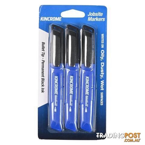Permanent Marker Bullet Tip 3 Pack Black Kincrome K11790