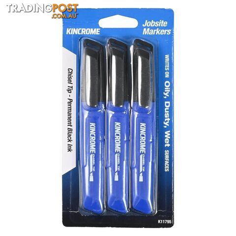 Permanent Marker Chisel Tip 3 Pack Black Kincrome K11795