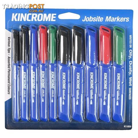 Permanent Marker Starter Pack 10 Piece Assorted Colours Kincrome K11820