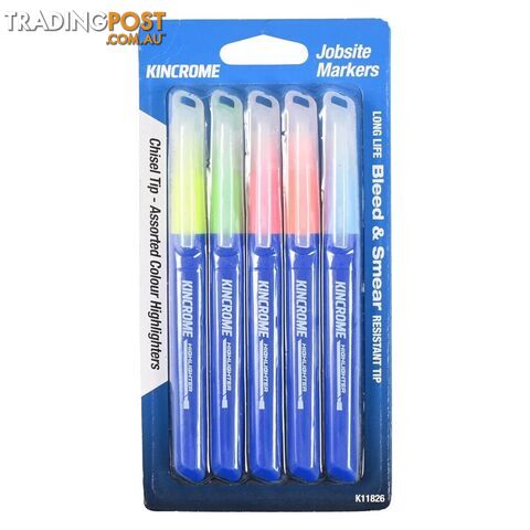 Highlighter Chisel Tip Assorted Colours 5 Pack Kincrome K11826