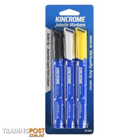 Paint Marker Bullet Tip 3 Piece Assorted Colours Kincrome K11833