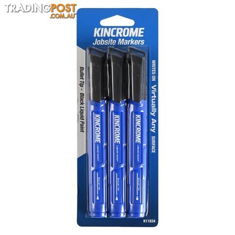 Paint Marker Bullet Tip 3 Piece Black Kincrome K11834