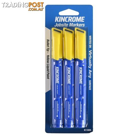 Paint Marker Bullet Tip 3 Piece Yellow Kincrome K11835