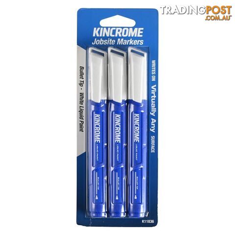 Paint Marker Bullet Tip 3 Piece White Kincrome K11836