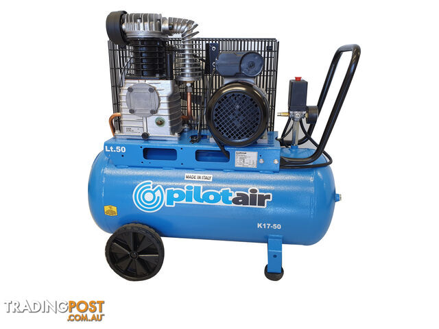 K17-50 Reciprocating Air Compressor Portable 3HP 240V, 50L Receiver Pilot...
