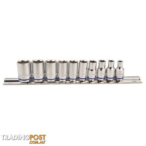 Socket Set on Clip Rail 10 piece Ea Metric 1/4" 4mm - 13mm Kincrome K2170