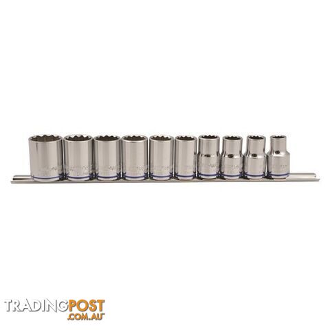 Socket Set on Clip Rail 10 piece Ea Metric 1/2" 10mm - 24mm Kincrome K2174