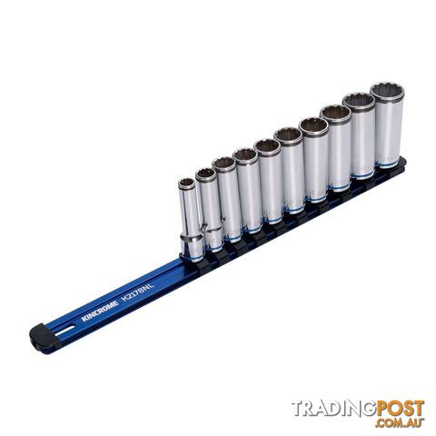 10 Piece 3/8" Drive Nut LOK Deep Socket Rail Set Kincrome K2178NL