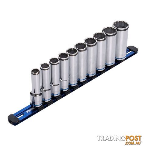 10 Piece 1/2" Drive Nut LOK Deep Socket Rail Set Kincrome K2181NL