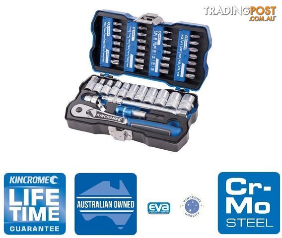 Lok-On Socket and Bit Set 43 Piece 1/4" Drive Kincrome K27000
