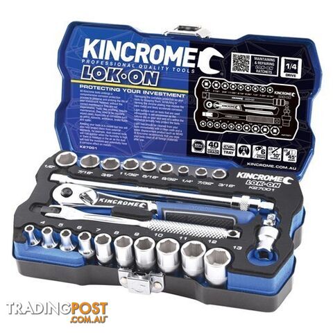 Socket Set 24 Piece 1/4" Drive LOK-ON™ - Metric & Imperial Kincrome K27001