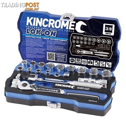 Lok-On™ Socket Set 19 Piece 3/8" Drive - Metric Kincrome K27010