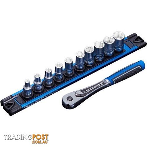 Lok-On™ Socket Set Twist-Lock Rail 11 Piece 1/4 Drive - Metric K27040 Kincrome - photo 1 of 2