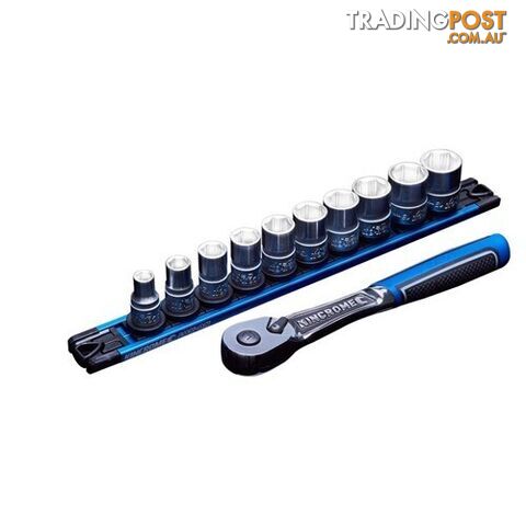 Lok-On™ Socket Set Twist-Lock Rail 11 Piece 3/8 Drive - Metric K27042 Kincrome