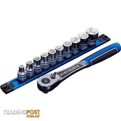 Lok-On™ Socket Set Twist-Lock Rail 11 Piece 1/2 Drive - Metric Kincrome K27044