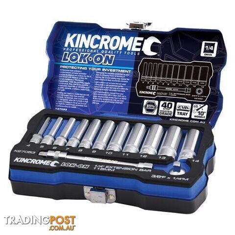 Lok-On™ Socket & Extension Set 13 Piece 1/4" Drive - Metric Kincrome K27053