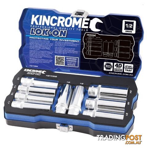 1/2 Drive Socket Set 9 Piece Deep Metric Kincrome K27058