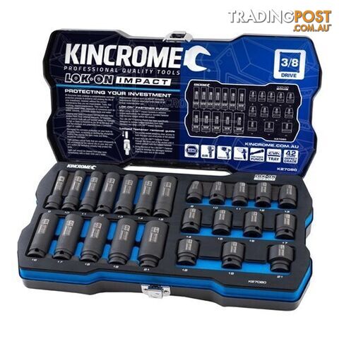 Lok-On™ Standard & Deep Impact Socket Set 24 Piece 3/8" Drive - Metric Kincrome...