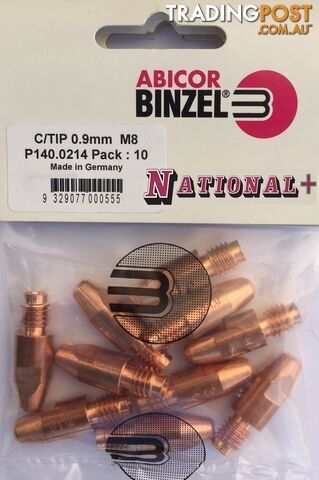 1.2mm Aluminium M8 10mm 30mm Binzel contact tip Pk:10 P141.0015