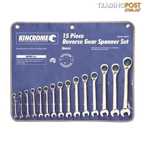 Combination Gear Spanner Set 15 Piece Kincrome K3015