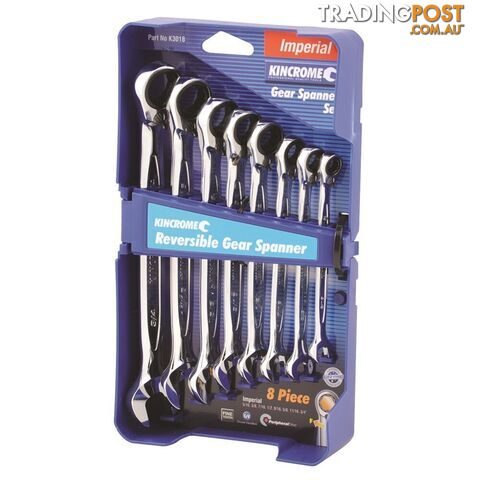 Combination Gear Spanner Set 8 Piece Imperial Reversible Kincrome K3018