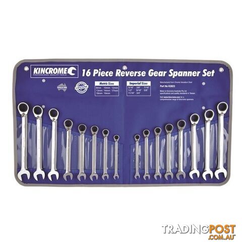 Combination Gear Spanner Set 16 Piece Kincrome K3023