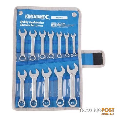 Stubby Combination Spanner Set 12 Piece K3039 Kincrome