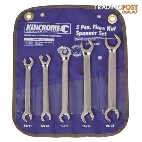 Flare Nut Spanner Set 5 Piece Metric Kincrome K3061