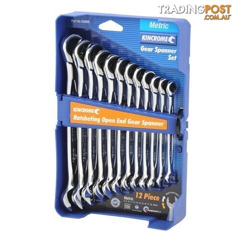 Ratcheting Open End Gear Spanner Set 12 Piece Metric Kincrome K3099