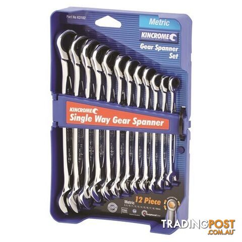 Combination Gear Spanner Set 12 Piece Metric Single Way Kincrome K3102