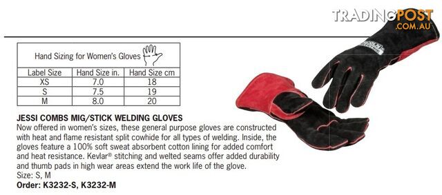 Mig Arc/Stick Women's Welding Gloves Jessi Combs Medium Lincoln K3232-M - photo 3 of 3