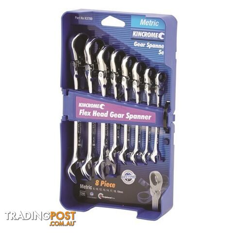 Combination Flex Head Gear Spanner Set 8 Piece Metric Kincrome K3700