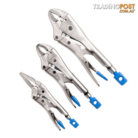 3Pce Long Nose & Curved Jaw Locking Plier Set Kincrome K40078