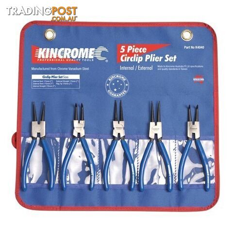 Circlip Plier Set & Mini Set 5 Piece Ea 175mm (7") Kincrome K4040