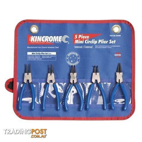 Mini Circlip Plier Set 5 Piece 125mm (5") Kincrome K4046