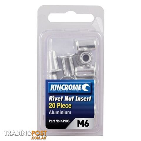 Rivet Nut Insert M6 (Aluminium) - 20 Pack Kincrome K4906
