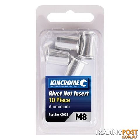 Rivet Nut Insert M8 (Aluminium) - 10 Pack Kincrome K4908