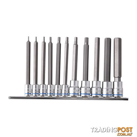 Hex Socket Set Long Series 11 Piece 1/4" & 3/8 Drive metric Kincrome K5223
