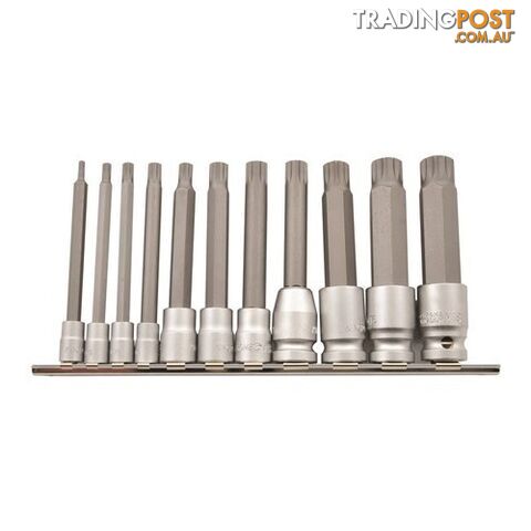 SPLINE BIT RAIL 11 PIECE 1/4, 3/8 & 1/2" DRIVE K5227 Kincrome